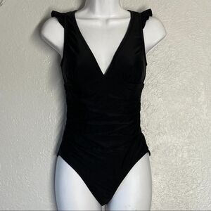 Kona Sol Black Swimsuit One Piece Baithing Suit Women's Size S